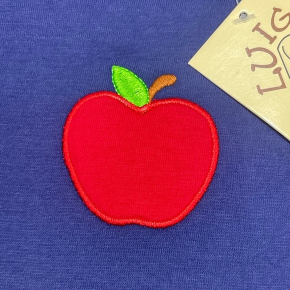 NWT Luigi Navy Blue Kids T-Shirt with Red Apple Appliqué - Picture 2 of 3